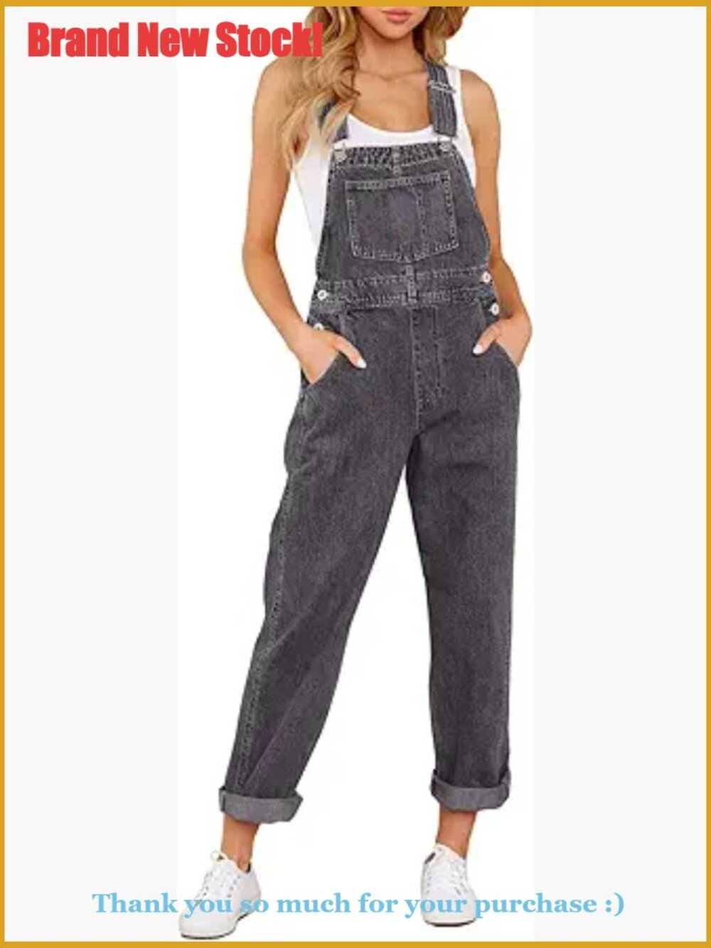 Denim Overalls with Adjustable Straps and Pockets